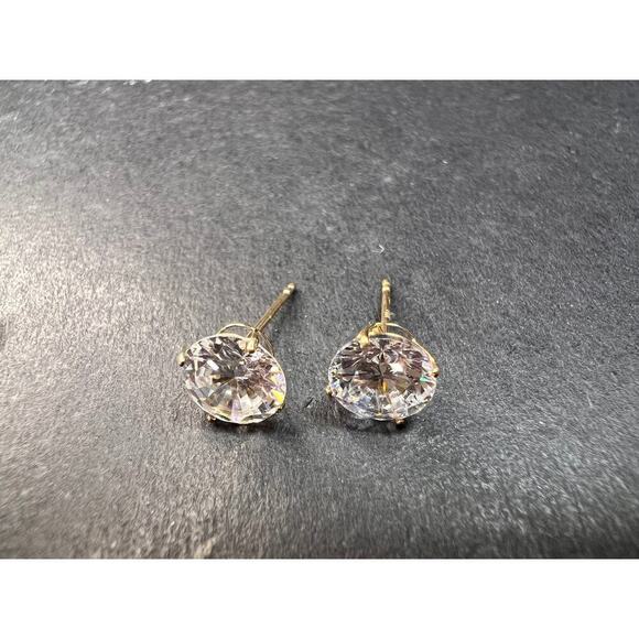 NEW 14k gold 7mm CZ stud earrings